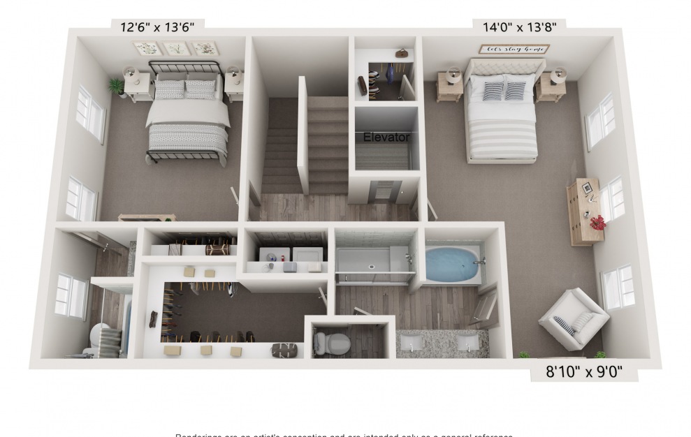 Oakbrook - 3 bedroom floorplan layout with 3.5 baths and 2926 square feet. (2nd Floor)