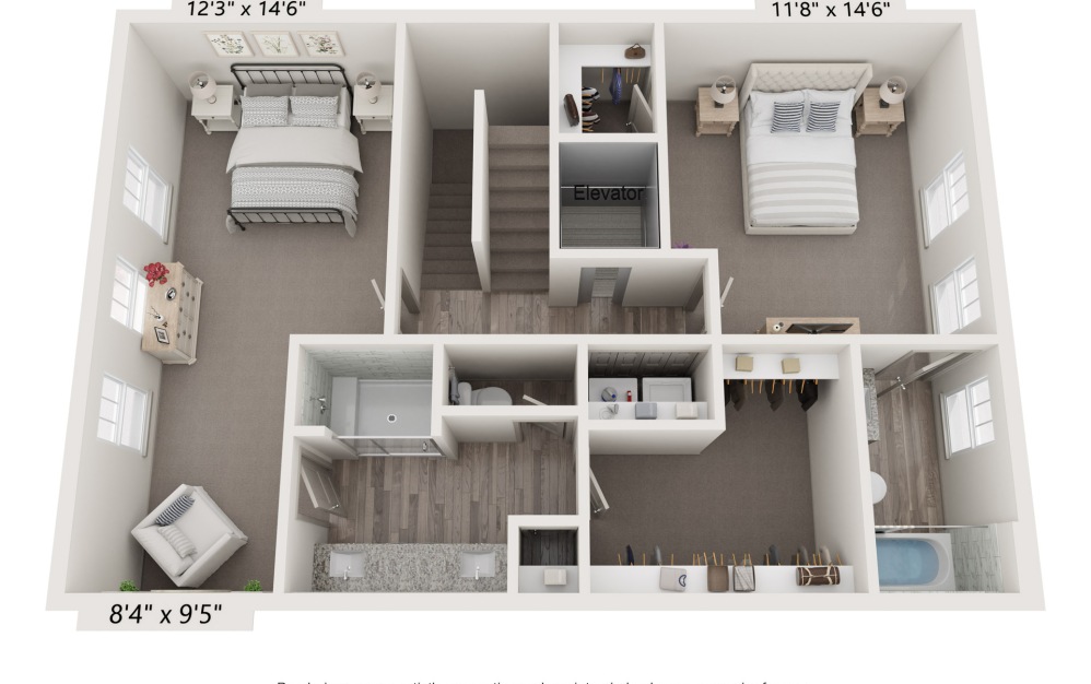 Kenwood - 3 bedroom floorplan layout with 3.5 bathrooms and 2343 square feet (2nd Floor)