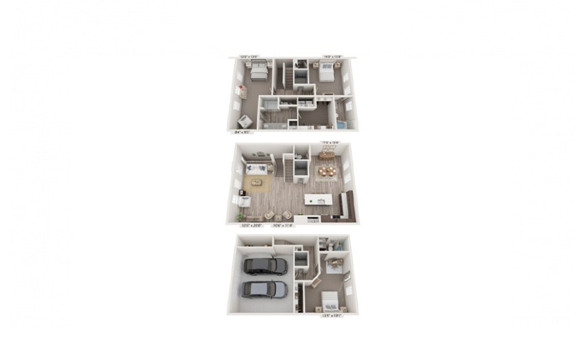 Kenwood - 3 bedroom floorplan layout with 3.5 bathrooms and 2343 square feet